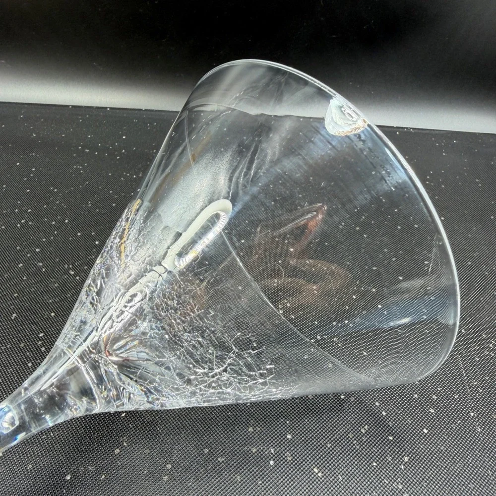 Pier 1 Crackle Glass Martini Glass Clear Barware Single Cup Stemware 7 Inch